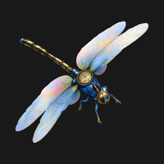 Steampunk Dragonfly with Clock by DavidLoblaw