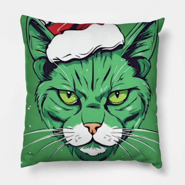 grinch stole christmas cat Pillow by cloudviewv2