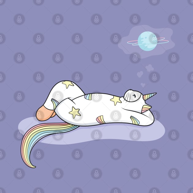 Weird Unicorn Cat dreaming of a vacation by runcatrun