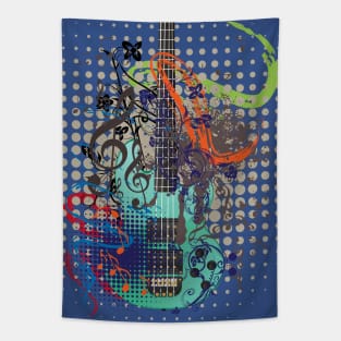 Grunge Guitar Illustration Tapestry