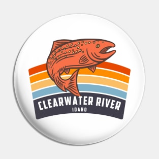 Clearwater River Idaho Salmon Fishing Graphic Pin