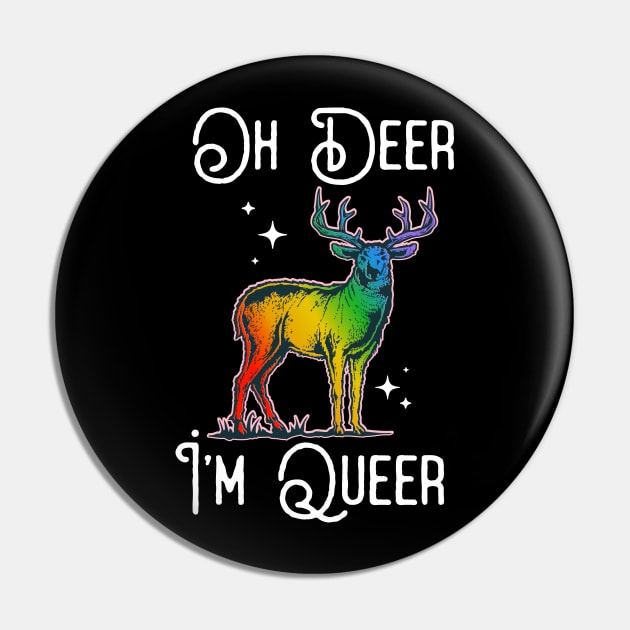 Oh Deer I'm Queer  Rainbow Gay Pride Pin by Eugenex