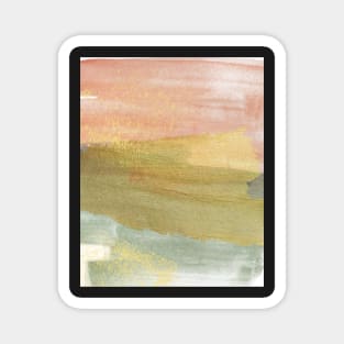 Watercolour Abstract Art, Gold, Pink and Green Magnet