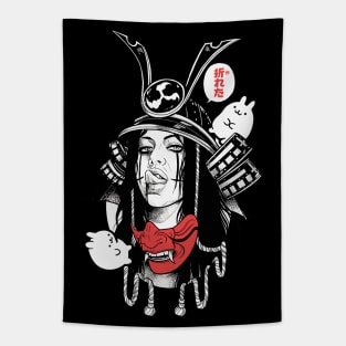 Cool Samurai Mask Girl Tapestry