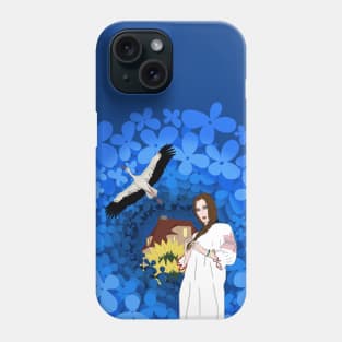 Ukrainian woman, Stork and flowers Phone Case