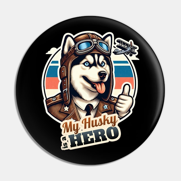 Husky Pilot Pin by k9-tee