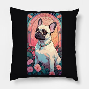 Nouveau Art Cream Brown French Bulldog Pillow