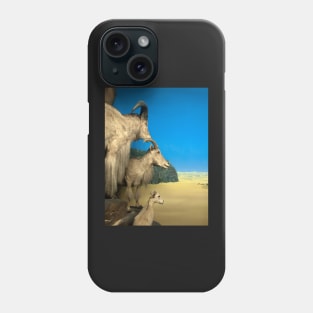 Natural environment diorama - Steinbocks in the desert Phone Case