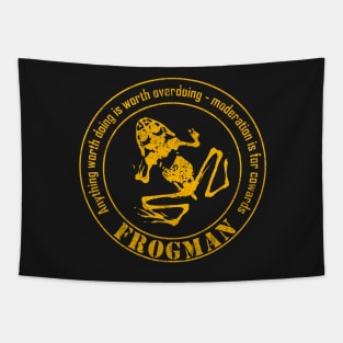 Frogman diver (small logo - distressed) Tapestry