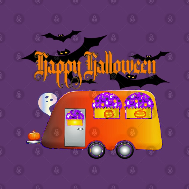 Halloween Camper Trailer Caravan Van by Sassee Designs