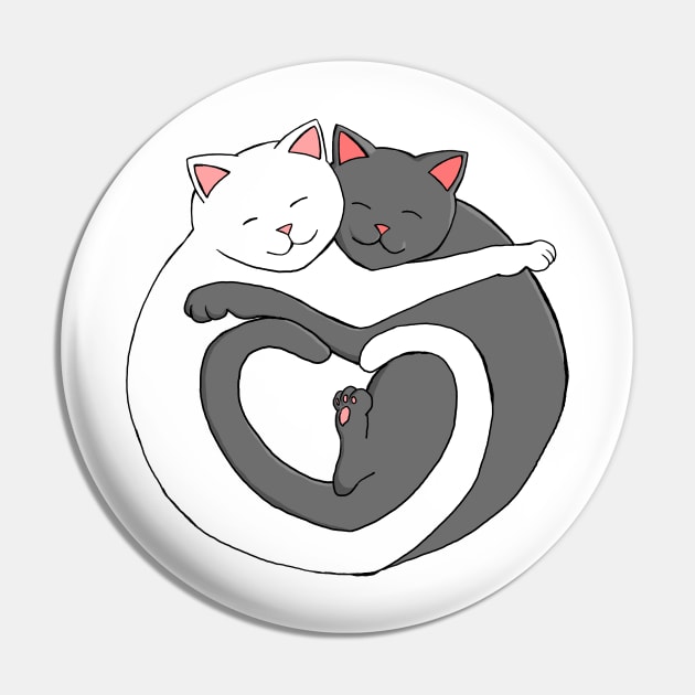 Valentine's Day Cat Heart White Design Pin by xenotransplant