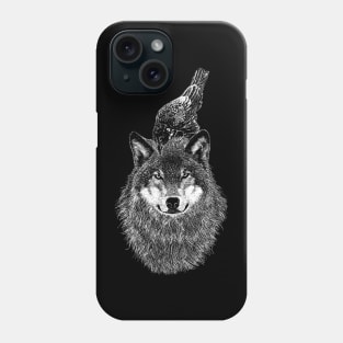 Animal Illustration - Wolf And Crow Phone Case