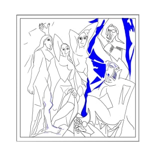 Les Demoiselles d'Avignon Line Art 2 inspired by the original painting T-Shirt