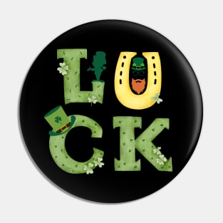 Luck in Irish. Happy St. Patrick's Day! Celebrate with a fancy LUCK Pin