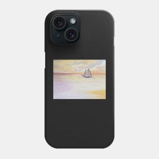 Boat sailing on the ocean oil painting Phone Case