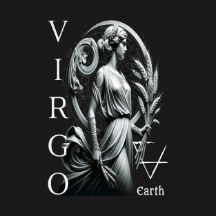 Elegant Virgo Zodiac Sign & Earth Element T-Shirt