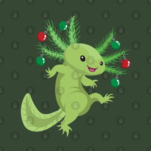 Festive Axolotl (Green) by Peppermint Narwhal