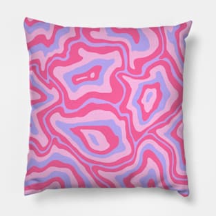 Abstract Retro Liquid Marble Swirl, Purple and Pink Pillow