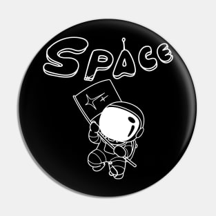 Cute space astronaut with flag - Space Pin
