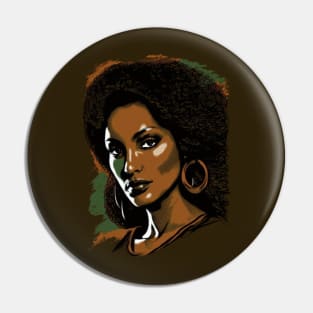 Blaxploitation Queen Pam Grier,  African American Retro Vintage 70s Style Pin