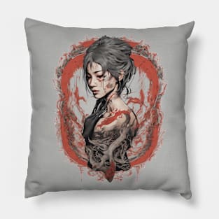 Roots Of a Red Geisha Pillow