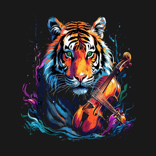 Siberian Tiger Playing Violin by JH Mart