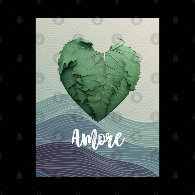 Love Nature No. 2: Amore Green Valentine's Day on a Dark Background by Puff Sumo