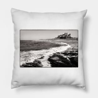 The coastline near Bamburgh Castle, Northumberland, UK Pillow