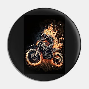 Dirt Bike With Flames Pin