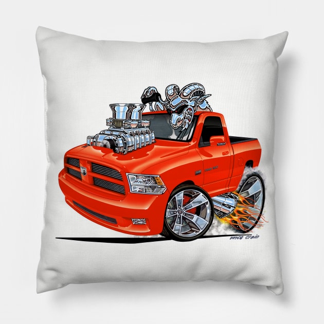 Dodge RAM ORANGE Truck Pillow by vincecrain