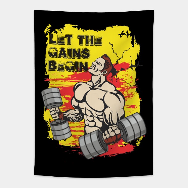 Let the gains begin - Crazy gains - Nothing beats the feeling of power that weightlifting, powerlifting and strength training it gives us! A beautiful vintage design representing body positivity! Tapestry by Crazy Collective