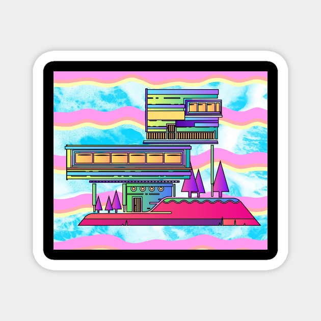 Illustration Dream House Villa Color Effects Magnet by flofin