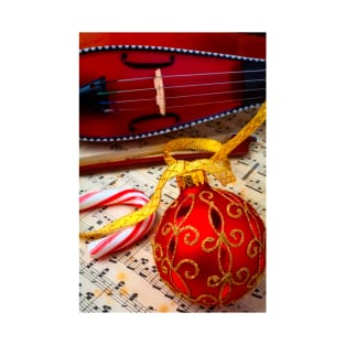 Red Christmas Ornament And Pocket Violin T-Shirt
