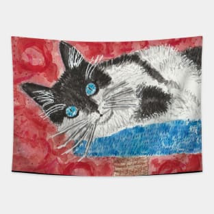 Cute blue  eyed cat art Tapestry