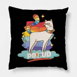 Cat Proud Rainbow Flag LGBT Pillow