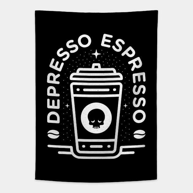 Depresso Espresso | White on Black | Small Tapestry by Stael Clothing