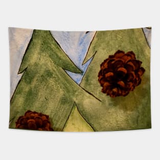 3D Winter Trees Tapestry