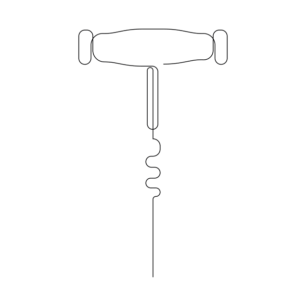 corkscrew - wine equipment - one line art by addillum