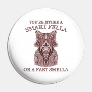 You Are Either A Smart Fella Or A Fart Smella Funny Raccoon Joke And Meme Pin