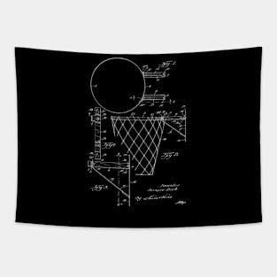 Basketball Goal and Bracket Vintage Patent Drawing Tapestry