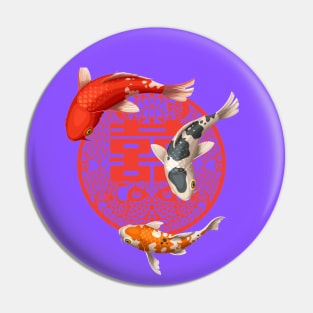 Double Happiness Koi Fish Light Purple with Red Symbol - Hong Kong Retro Pin