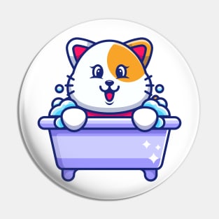 Cute cat in a bathtub cartoon character Pin