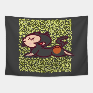 Cute Monkey Animal Yoga #7 Round Edition Tapestry