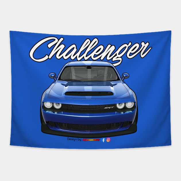 Challenger SRT Blue by pjesusart Tapestry by PjesusArt