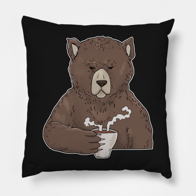 Grumpy Bear with Coffee Morning Grouch Pillow by Mesyo