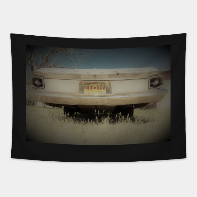 Tail of vintage Plymouth American classic Tapestry by brians101