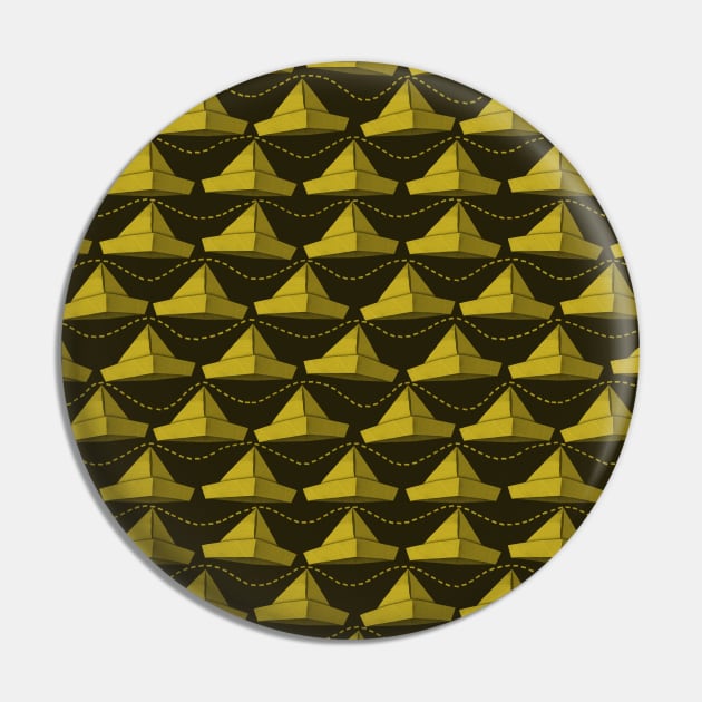 Paper Hats Pattern Yellow Pin by DrawingEggen