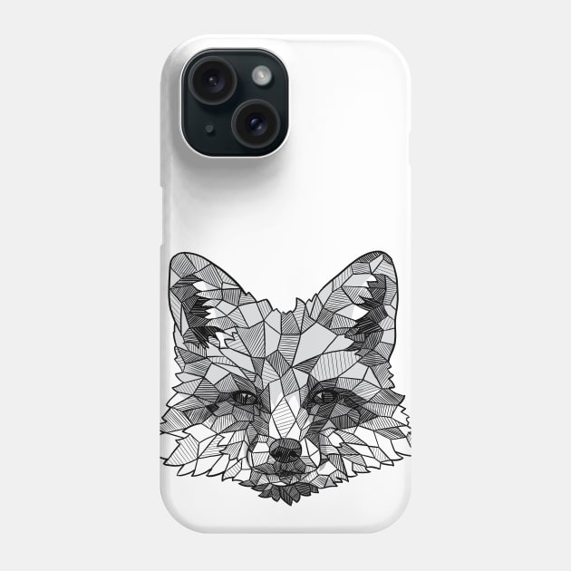 Fox Sketchy Geometric Art Phone Case by polliadesign