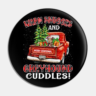 Warm Snuggles And Greyhound Cuddles Ugly Christmas Sweater Pin