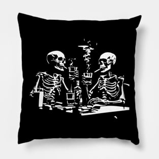 skeletons smoking Pillow